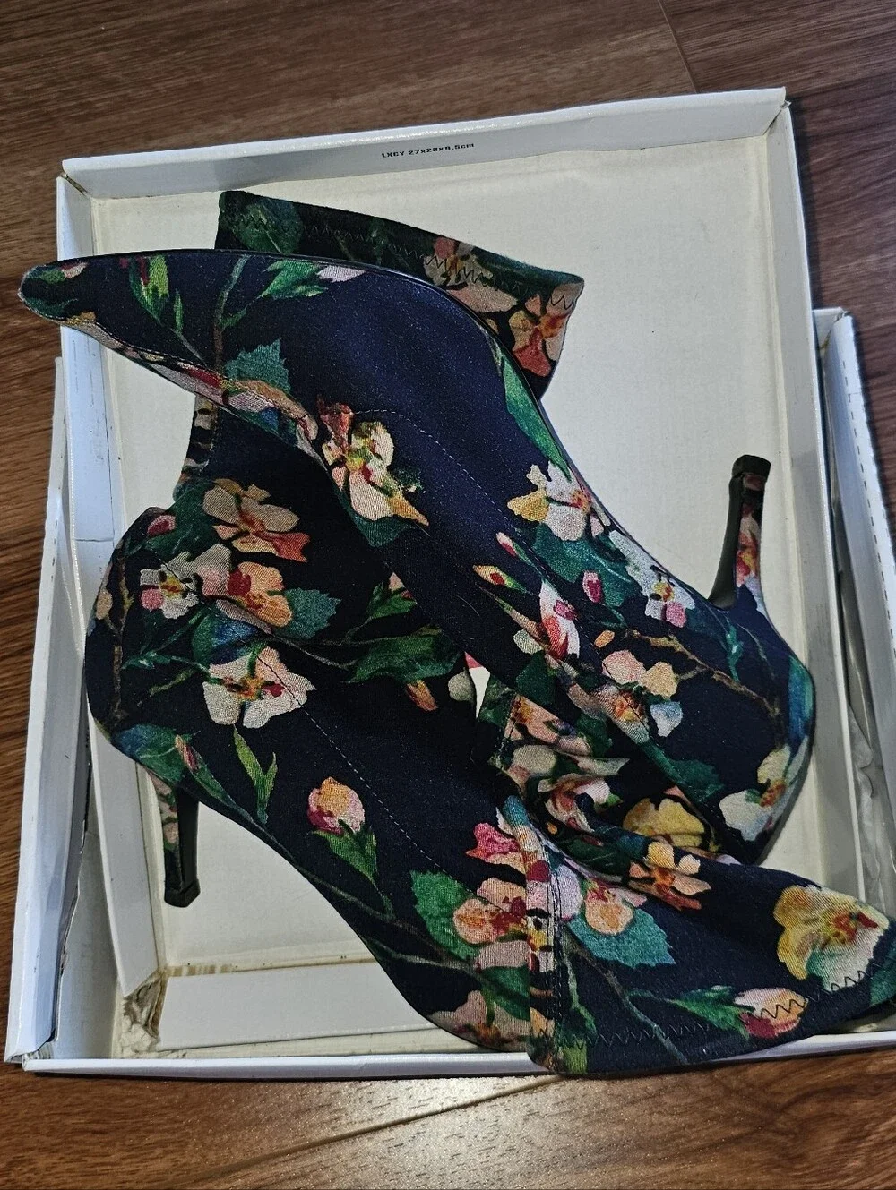 Topshop 'Bonbon' Floral Print Pointed Sock Booties